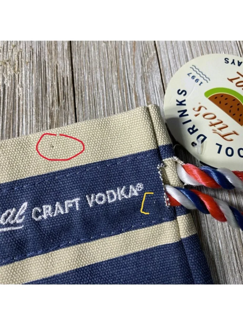 Tito's Handmade Vodka 750ml Bottle Drawstring Canvas Gift Bag Patriotic USA Flag